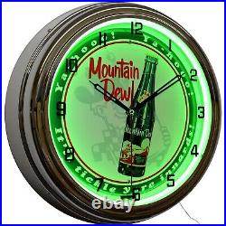 16 Mountain Dew Yahooo! Vintage Sign Neon Clock Kitchen Home Decor (Green)