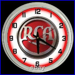 16 RCA Radio Vintage Look Sign Red Neon Clock Man Cave Garage Bar Shop