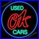 17X14_Chevy_Vintage_Ok_Used_Cars_Beer_Bar_REAL_NEON_LIGHT_SIGN_Free_Ship_01_ta