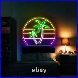 17x14.3 Palm Tree Vaporwave Flex LED Neon Sign Light Party Gift Bar Vintage