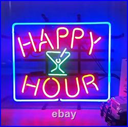 17x14 Happy Hour Bar Custom Pub Artwork Vintage Boutique Neon Sign Light Decor