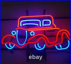 17x14 Vintage Auto Car Garage Open Neon Sign Light Lamp Real Glass Wall Decor