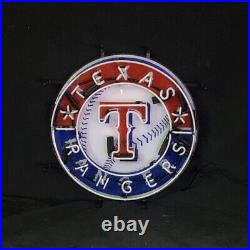 17x17 Texas Baseball Store Bar Vintage Style Neon Sign Room Custom Real Glass