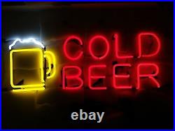 17x8 Cold Beer Mug Neon Beer Sign Vintage Style Shop Pub Room Bar Lamp Gift
