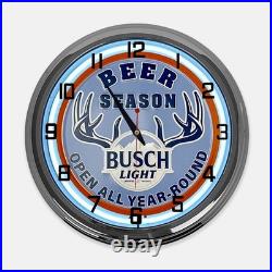 18 Busch Light Beer Season Metal Sign Designed White Neon Clock