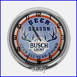 18 Busch Light Beer Season Metal Sign Designed White Neon Clock