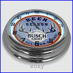 18 Busch Light Beer Season Metal Sign Designed White Neon Clock