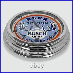 18 Busch Light Beer Season Metal Sign Designed White Neon Clock