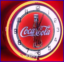 18 COCA COLA Double Neon Wall Clock Night Light 30's Vintage Collectible Bottle