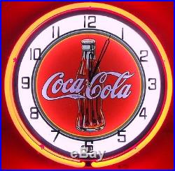 18 COCA COLA Double Neon Wall Clock Night Light 30's Vintage Collectible Bottle