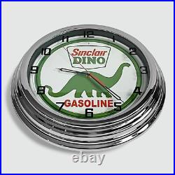 18 Sinclair Dino Metal Sign Designed White Neon Clock SIGNBOX