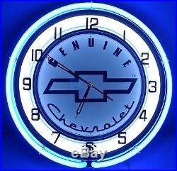 18 Vintage CHEVROLET Sign Double Neon Wall Clock Camaro SS Pickup Truck Parts