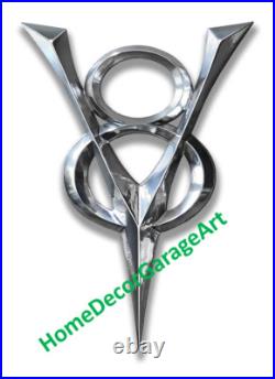 1930's V8, Flat Metal Sign NOT Neon Lighted, Vintage Style Garage Art