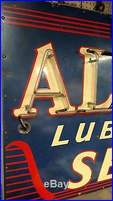 1930's Vintage Original Alemite Porcelain Neon Sign GAS OIL MOBIL SHELL GULF WOW
