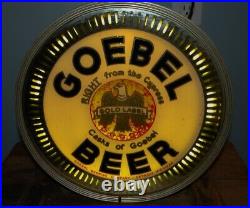 1930s Vtg Goebel Brewery Detroit MI Neon Products Spinner Light Motion Beer Sign