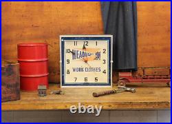 1940s Vtg Headlight Clothes Work Clothing Neon Clock Sign Advertising Overalls