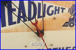 1940s Vtg Headlight Clothes Work Clothing Neon Clock Sign Advertising Overalls
