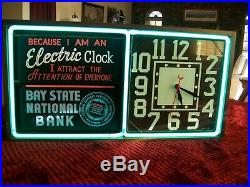 1950s VINTAGE ACTION ad ROTATING NEON flip SIGN CLOCK w case