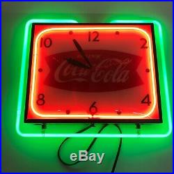 1950s VINTAGE COCA-COLA COKE SODA FISHTAIL NEON LIGHTED DISPLAY PAM CLOCK SIGN