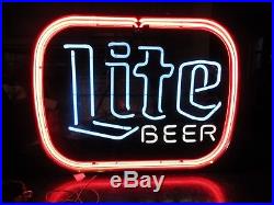 1989 Vintage Miller Lite Neon Beer Sign 26 x 19 working! Brewing Milwaukee WI