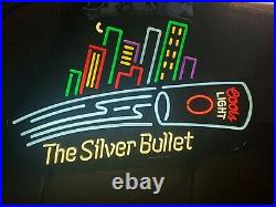 1990 Vintage rare Coors Light silver bullet beer bar sign mancave neon 40x24x6