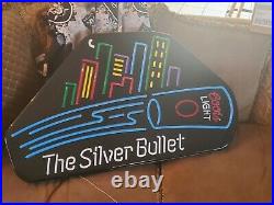 1990 Vintage rare Coors Light silver bullet beer bar sign mancave neon 40x24x6