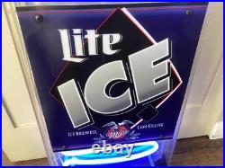 1995 Vintage Miller Lite Ice Beer Bottle Sign Neon Sign 41 Tall Works Free Ship