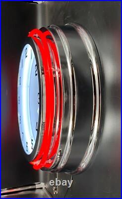 19 Dr Pepper Vintage Logo Sign Red Double Neon Clock Mancave Bar Garage