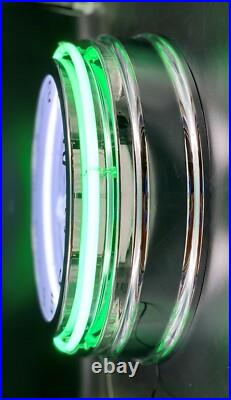 19 Mountain Mt Dew Vintage Sign Green Double Neon Clock Man Cave Garage