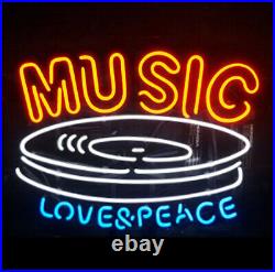 19x15 Music Love and Peace Custom Pub Vintage Boutique Neon Sign Light Decor