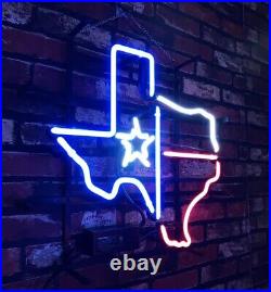 19x15 Texas Star Glass Vintage Neon Sign Decor Man Cave Neon Wall Sign
