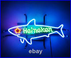 19x9 Shark Beer Restaurant Bar Wall Decor Glass Vintage Neon Light Sign Lamp