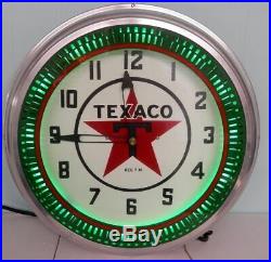 20 Texaco Neon Spinner Clock Pinwheel Gas Sign Rare Fantasy Clock Vintage Nr