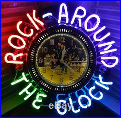 21 Vintage Colorful Neon Spinner Clock Rock Around The Clock Advertising