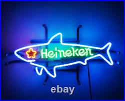 24x14 Shark Beer Vintage Neon Sign Light Bar Pub Garage Man Cave Glass Decor