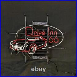 24x20 Drive Inn 66 Auto Neon Sign Vintage Style Glass Garage Man Cave Lamp