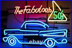 24x20 The Fabulous 50's Vintage Car Neon Sign Lamp Light Business Beer LY
