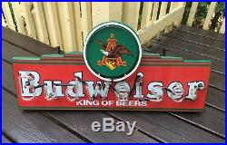 30 Wide Vintage Budweiser Beer Neon Sign Made by Mt Vernon Neon Co, Illinois