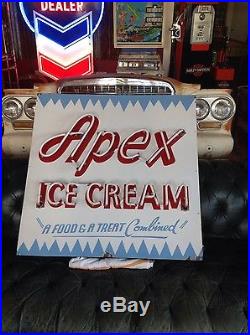 30's 40's 50's VINTAGE NEON Apex Ice Cream porcelain sign