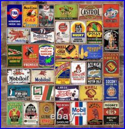 35 Pieces Reproduced Vintage Tin Signs, Gas Oil Retro Advert Antique Metal Signs 35 Pieces Reproduced Vintage Tin Signs, Gas Oil Retro Advert Antique Metal Signs