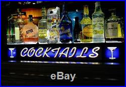 3led Lighted Liquor Bottle Shelf Vintage Look Cocktails Bar Sign Remote Control