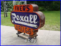 40's Double Sided Rexall Porcelain Neon Drugstore Sign