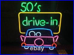 50's Drive In Garage Vintage Auto Car 20x16 Neon Light Sign Lamp Wall Decor