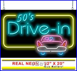 50's Drive In Neon Sign Jantec 32 x 20 Drive In Movie Show Retro Vintage