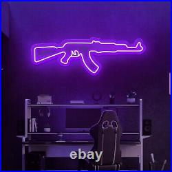 AK47 Gun Neon Sign For Wall Game Room Decoration Vintage Neon Sign GAME ROOM