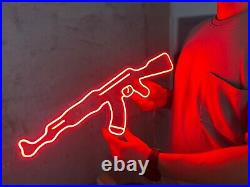 AK47 Gun Neon Sign For Wall Game Room Decoration Vintage Neon Sign GAME ROOM