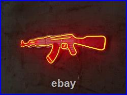 AK47 Gun Neon Sign For Wall Game Room Decoration Vintage Neon Sign GAME ROOM