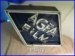 ANTIQUE VINTAGE RARE AGFA FILM NEON SIGN PORCELAIN CAMERA PHOTO MOVIE WithSHIP