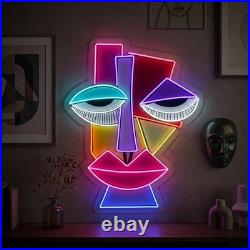 Abstract Face Picasso Neon Sign 24x18 Light Man Cave Vintage Room Wall Decor