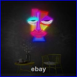 Abstract Face Picasso Neon Sign 24x18 Light Man Cave Vintage Room Wall Decor